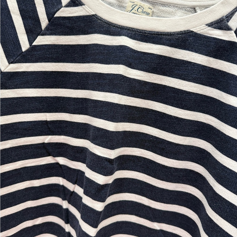 J. Crew Blue and White Striped vintage fleece sweatshirt - Picture 3 of 5